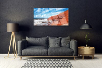 Acrylic Print Sea landscape blue brown