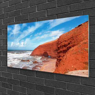 Acrylic Print Sea landscape blue brown