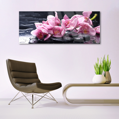 Acrylic Print Flower stones floral pink black