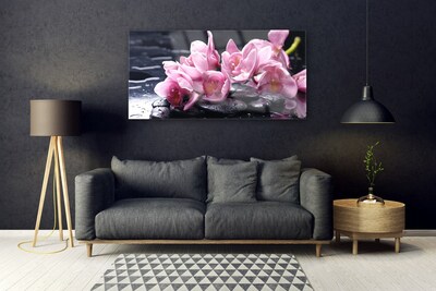 Acrylic Print Flower stones floral pink black