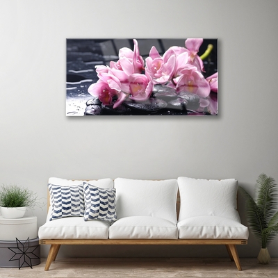 Acrylic Print Flower stones floral pink black