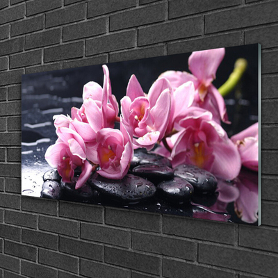 Acrylic Print Flower stones floral pink black