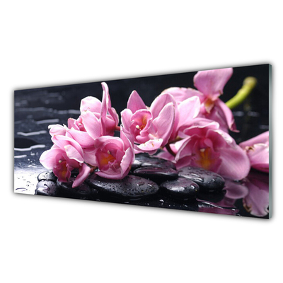 Acrylic Print Flower stones floral pink black