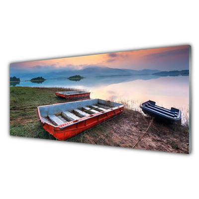 Acrylic Print Boat landscape brown white