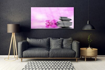 Acrylic Print Flower stones art pink grey