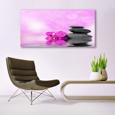 Acrylic Print Flower stones art pink grey