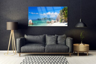 Acrylic Print Ocean beach landscape blue white green brown