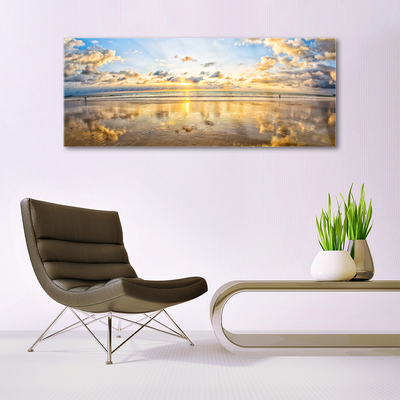 Acrylic Print Sea landscape grey blue white