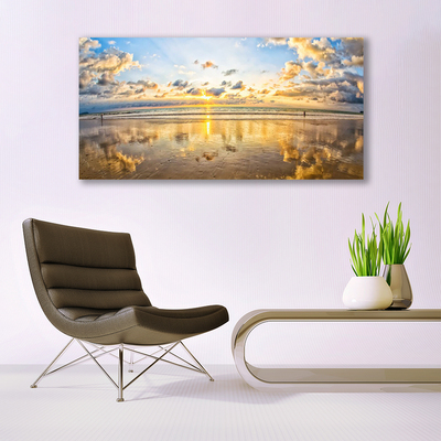 Acrylic Print Sea landscape grey blue white