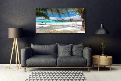 Acrylic Print Ocean beach landscape white blue brown green