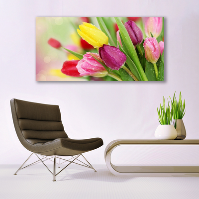 Acrylic Print Tulips floral green red