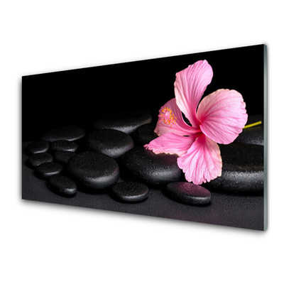 Acrylic Print Stones flower art pink black