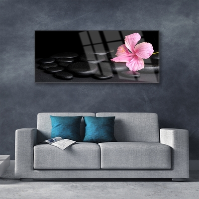 Acrylic Print Stones flower art pink black