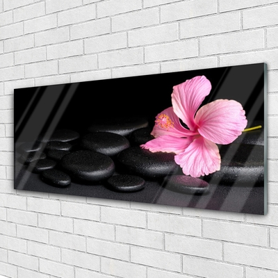 Acrylic Print Stones flower art pink black