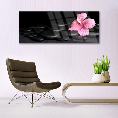 Acrylic Print Stones flower art pink black