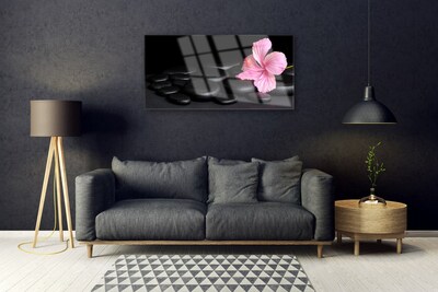 Acrylic Print Stones flower art pink black