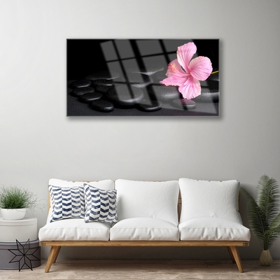 Acrylic Print Stones flower art pink black