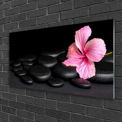 Acrylic Print Stones flower art pink black