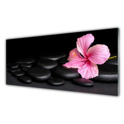 Acrylic Print Stones flower art pink black