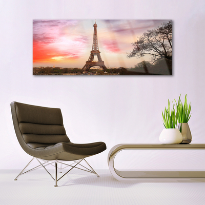 Acrylic Print Eiffel tower paris architecture brown yellow green