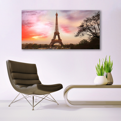 Acrylic Print Eiffel tower paris architecture brown yellow green