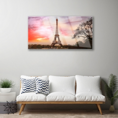 Acrylic Print Eiffel tower paris architecture brown yellow green