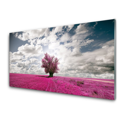 Acrylic Print Tree field nature red brown