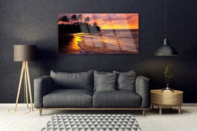 Acrylic Print Sea landscape yellow black