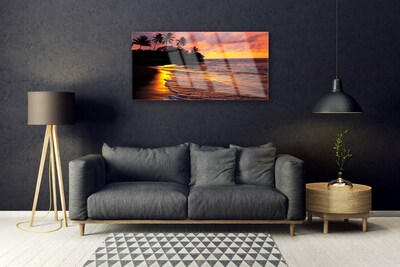 Acrylic Print Sea landscape yellow black