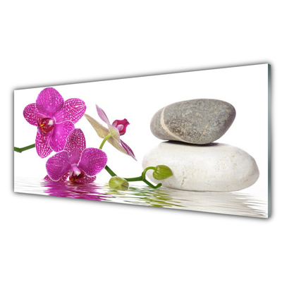 Acrylic Print Flower stones art pink white grey