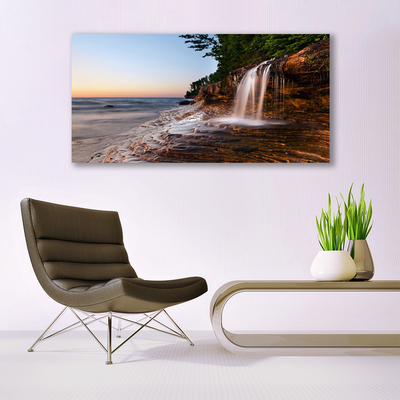 Acrylic Print Waterfall landscape white brown