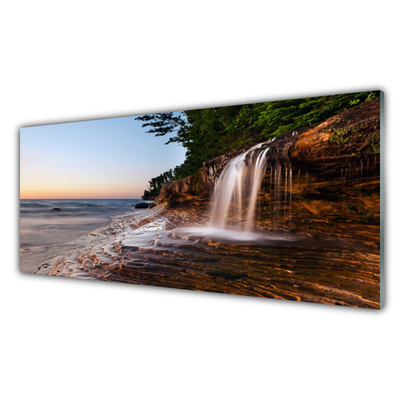 Acrylic Print Waterfall landscape white brown