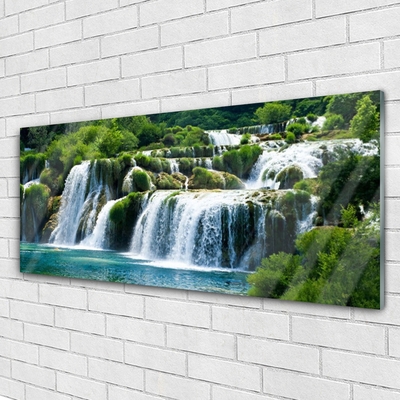 Acrylic Print Waterfall nature blue white