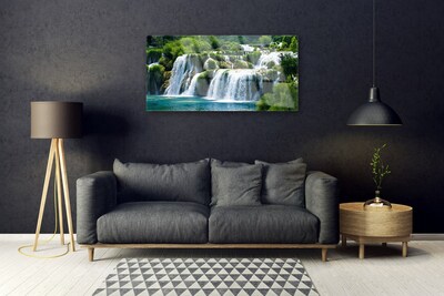 Acrylic Print Waterfall nature blue white