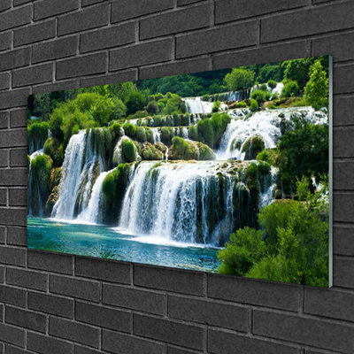 Acrylic Print Waterfall nature blue white