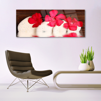 Acrylic Print Flower stones floral red white