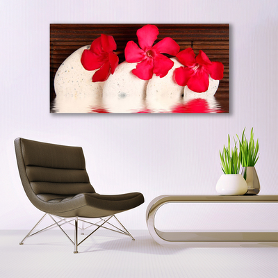 Acrylic Print Flower stones floral red white