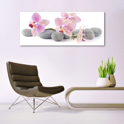 Acrylic Print Tree stones floral pink grey