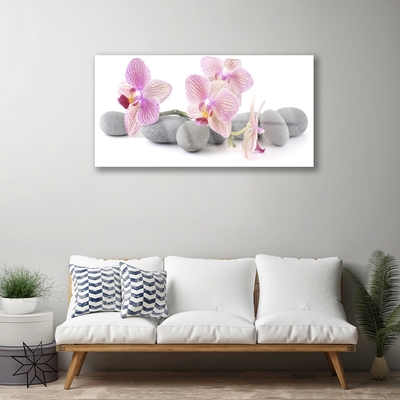 Acrylic Print Tree stones floral pink grey