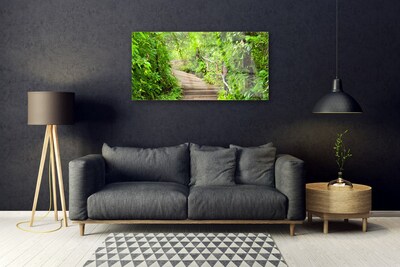 Acrylic Print Stairs nature brown green