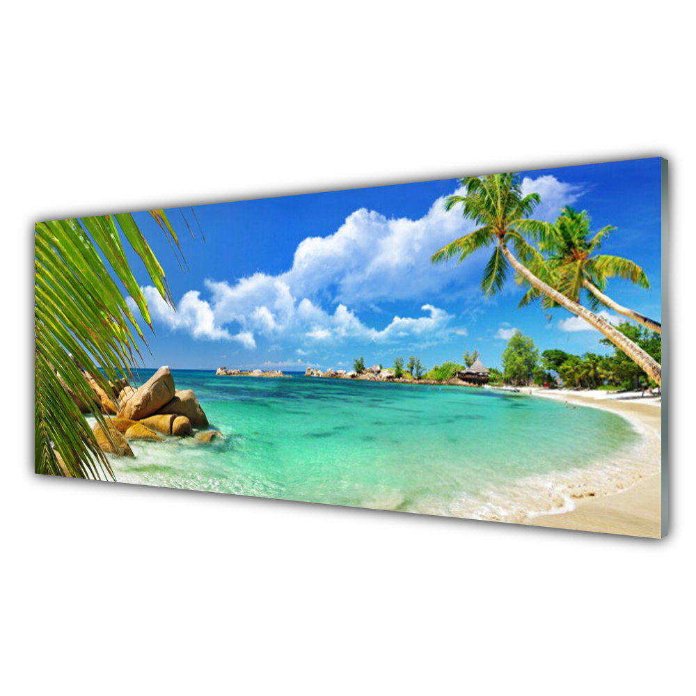 Kitchen Splashback 100x50 Tempered Glass Palm Tree Beach Sea Landscape