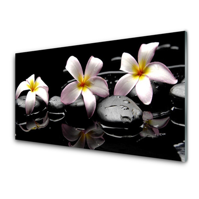 Acrylic Print Flower stones floral white yellow black