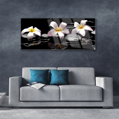 Acrylic Print Flower stones floral white yellow black