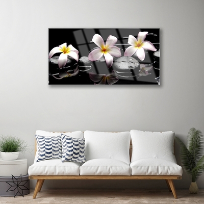 Acrylic Print Flower stones floral white yellow black