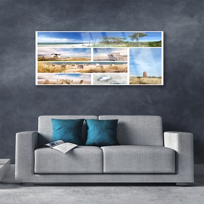 Acrylic Print Sea landscape brown blue green