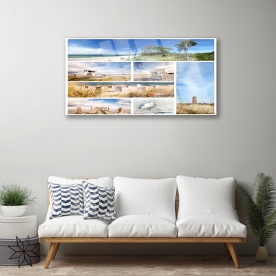 Acrylic Print Sea landscape brown blue green