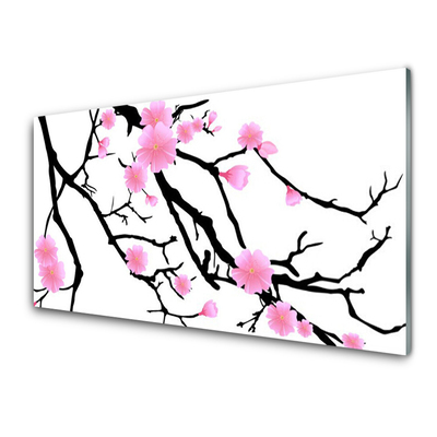 Acrylic Print Branches flowers art brown pink