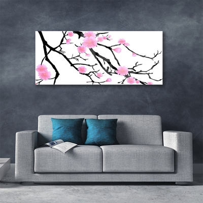 Acrylic Print Branches flowers art brown pink