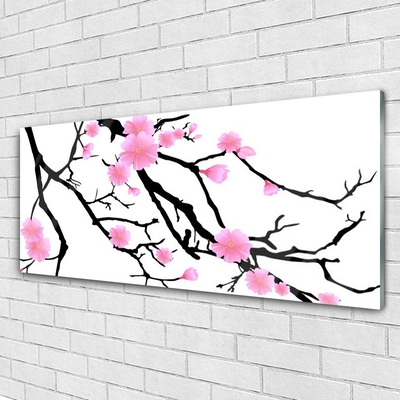 Acrylic Print Branches flowers art brown pink