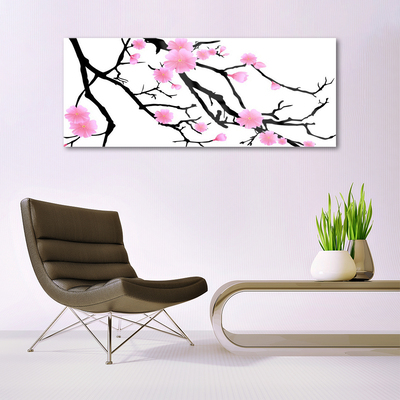 Acrylic Print Branches flowers art brown pink